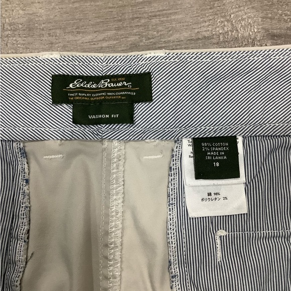 Women's Eddie Bauer 18 1X XL Vashon Fit Slacks Khakis Chino Pants Cream Stretch - Picture 7 of 8